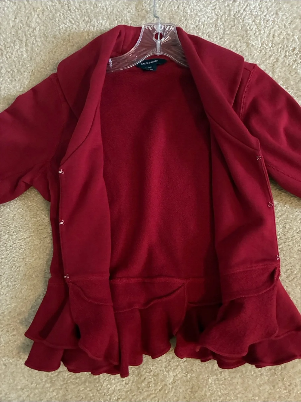 Ralph Lauren Deep Red Ruffle Hem Blazer Jacket (girls 16)XL